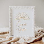 Póster Boho Sunshine Baby Shower Cards and Gifts Rótulo<br><div class="desc">Muestra a amigos y familiares dónde dejar sus tarjetas y regalos en ti o en la ducha de bebé de un ser querido con este signo de la temática del sol.</div>