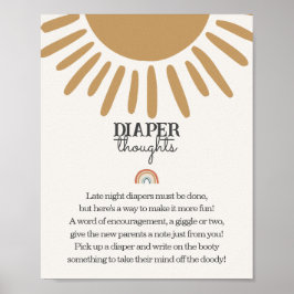 Póster boho sunshine diaper pensamientos bebé signo de du