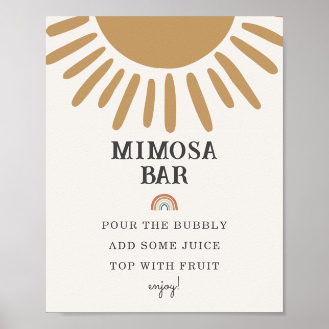 Póster boho sunshine mimosa bar baby ducha fiesta signo (Frente)