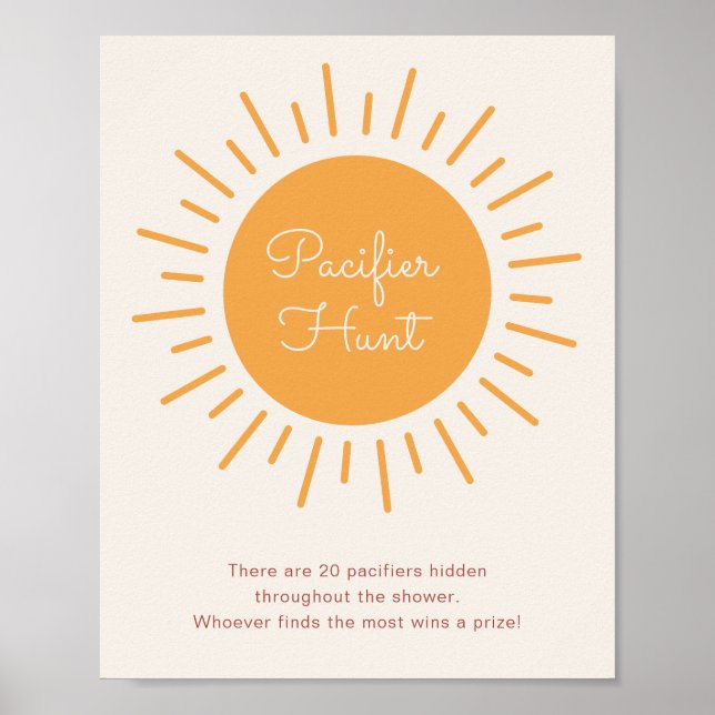Póster Boho Sunshine Pacifier Hunt Shower Game (Frente)