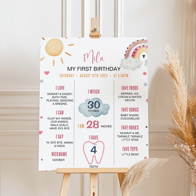 Póster Boho Sunshine Rainbow Birday Milestone Poster (Subido por el creador)