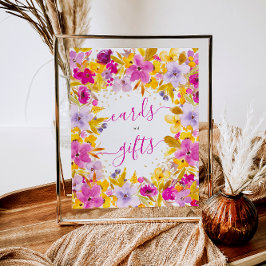 Póster Boho tarjetas florales púrpura modernas regalos de