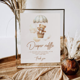 Póster Boho Teddy con rifa de pañales