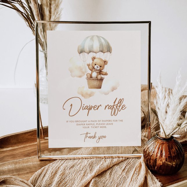 Póster Boho Teddy con rifa de pañales (Subido por el creador)