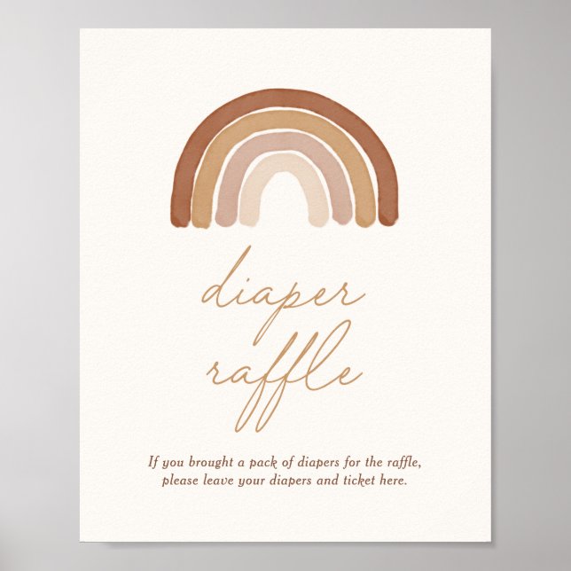 Póster Boho Terracotta Arcoiris Baby Shower Diaper Raffle (Frente)
