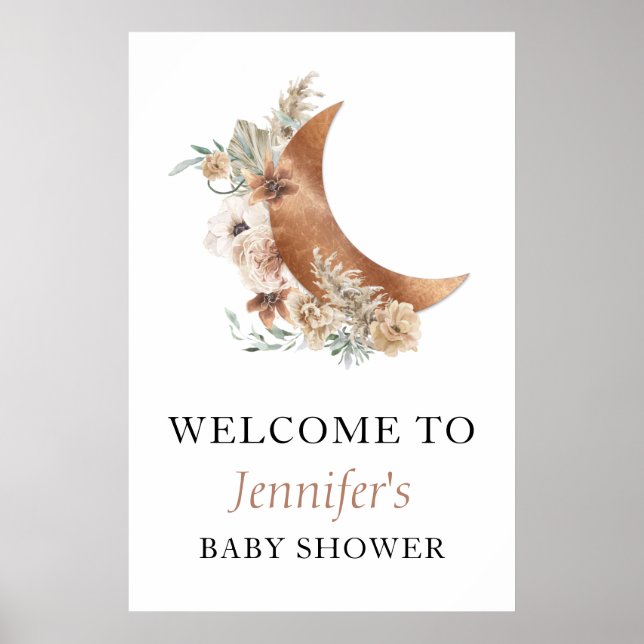 Póster Boho Terracotta Baby Shower Welcome Sign Poster (Frente)