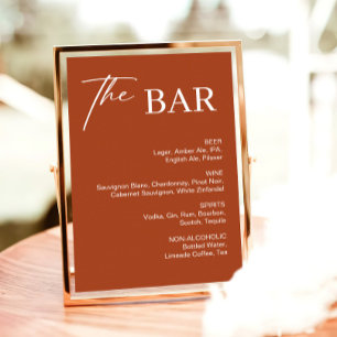 Póster Boho Terracotta Boda Bar Rótulo