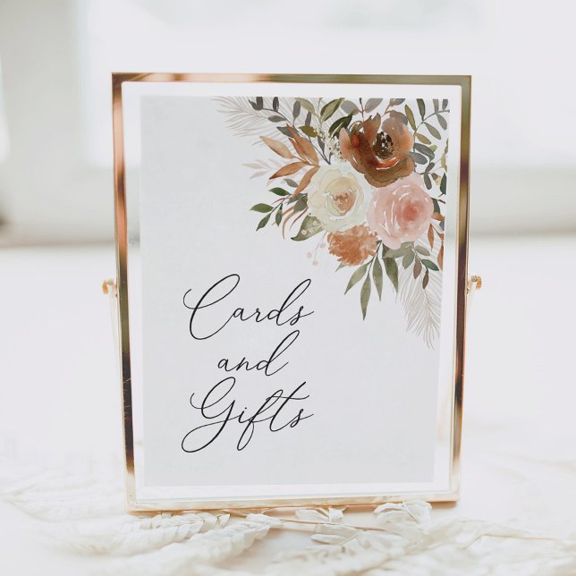 Póster Boho Terracotta Floral Cards and Gifts Rótulo (Subido por el creador)