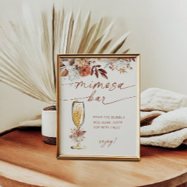 Póster Boho Terracotta Mimosa Bar Floral