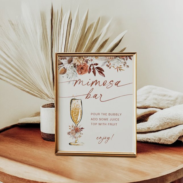 Póster Boho Terracotta Mimosa Bar Floral (Subido por el creador)