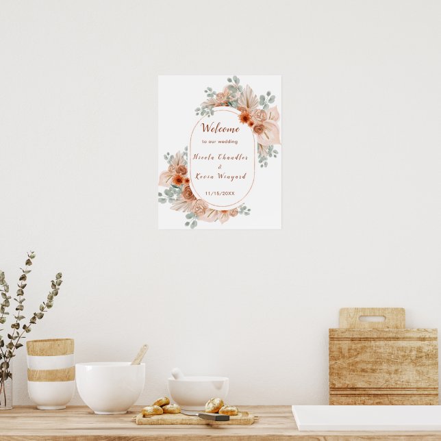 Póster Boho Terracotta Pampas Grass (Cocina)