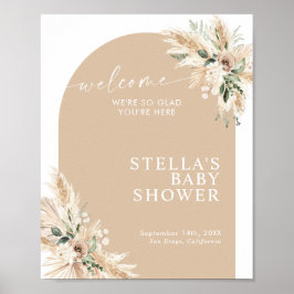 Póster Boho Terracotta Pampas Grass Baby Shower