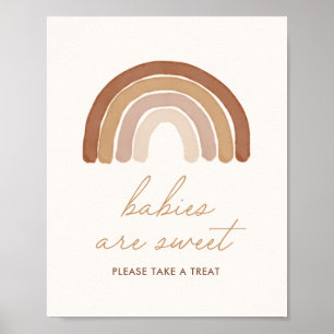 Póster Boho Terracotta Rainbow Babies are Sweet Sign