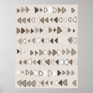 Póster Boho Triangles Brown Taupe Ivory