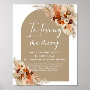Póster Boho tropical arch pampas hierba En la memoria de