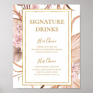 Póster Boho Tropical Botánico   Letrero de Bebidas Destac