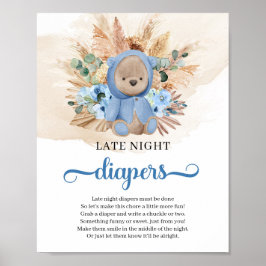 Póster Boho tropical teddy bear Late Night Diapers game