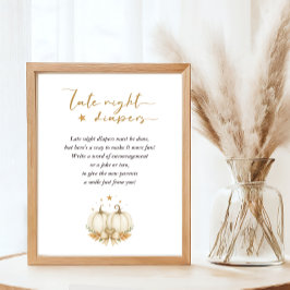 Póster Boho Twin Pumpkins Baby Shower Late Night Diapers