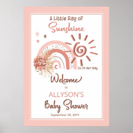 Póster Boho Un pequeño rayo de luz solar Chica Baby Showe