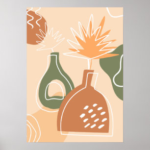 Póster Boho Vases Wall Art Imprimir hojas tropicales Post
