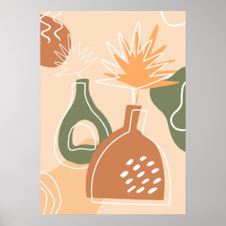 Póster Boho Vases Wall Art Imprimir hojas tropicales Post