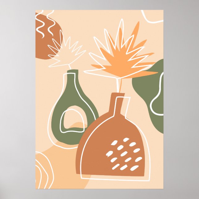 Póster Boho Vases Wall Art Imprimir hojas tropicales Post (Frente)