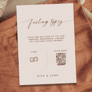 Póster Boho Venmo Tip Su Rótulo Boda Bartender