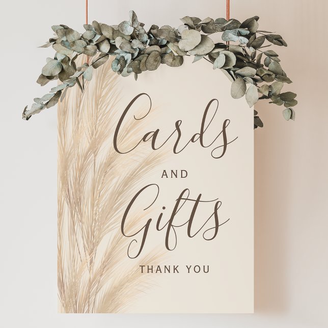 Póster Boho verano pampas césped boda Regalos de tarjetas (Boho summer pampas grass wedding Card gifts Poster)