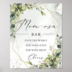Póster Boho verde mamaosa bar signo oro geométrico