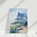 Póster Boho Watercolor Beach House Art<br><div class="desc">Boho Watercolor Beach House Poster de arte</div>