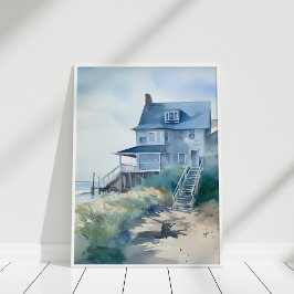 Póster Boho Watercolor Beach House Art