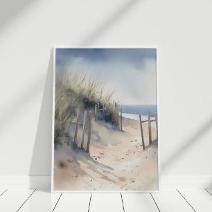 Póster Boho Watercolor Coastal Panorama Art
