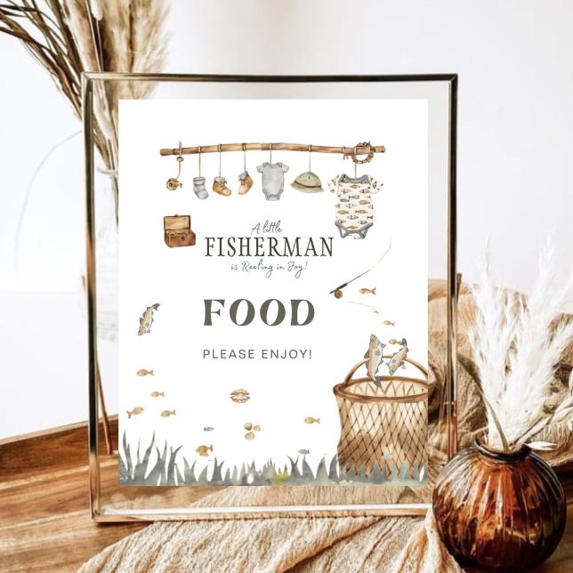 Póster Boho Watercolor Fishing Food Baby Shower (Subido por el creador)