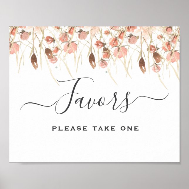 Póster Boho Watercolor Wedding Favors Sign (Frente)