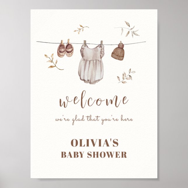 Póster Boho Welcome Sign Chica Set Baby Shower (Frente)