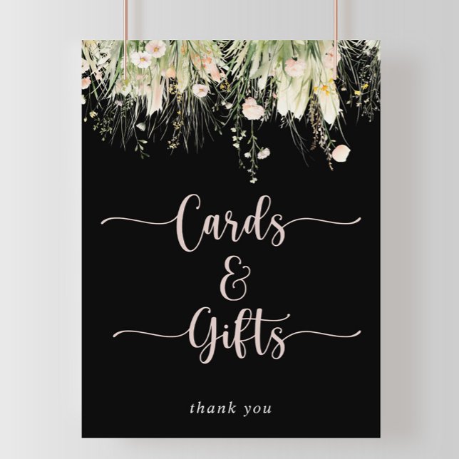 Póster Boho Wildflower Black Cards and Gifts Rótulo (Subido por el creador)