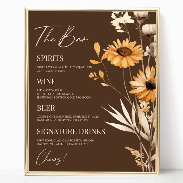 Póster Boho Wildflower Boda bar Rótulo (Subido por el creador)