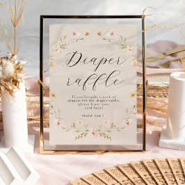 Póster Boho Wildflower Diaper Raffle Poster de Baby Showe
