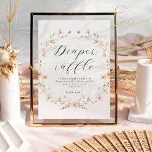 Boho Wildflower Diaper Raffle Poster de Baby Showe