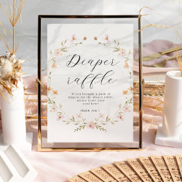 Póster Boho Wildflower Diaper Raffle Poster de Baby Showe