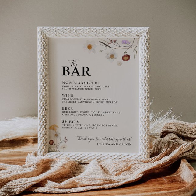 Póster Boho Wildflower El Rótulo Boda Bar (Subido por el creador)