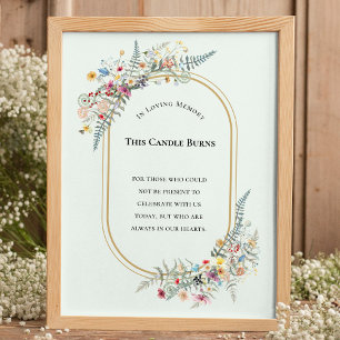 Póster Boho Wildflower Fern Mint Green Esta Vela Quema