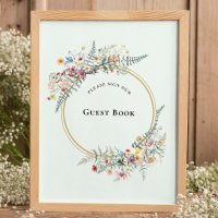 Boho Wildflower Fern Mint Green Rótulo del libro d