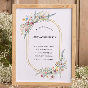 Póster Boho Wildflower Helecho Lavanda Esta Vela Arde