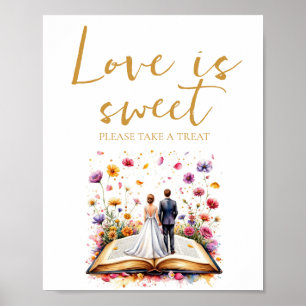 Póster Boho Wildflower Love is Sweet Take a Tret Rótulo