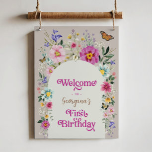 Póster Boho Wildflower Meadow Bienvenida a los cumpleaños