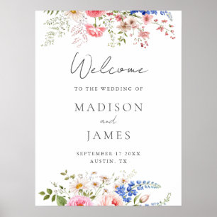 Póster Boho Wildflower Minimalista Boda de bienvenida flo