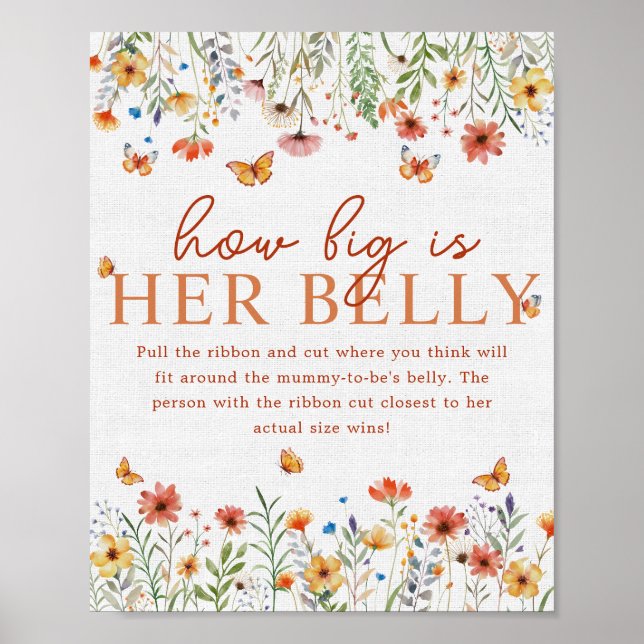 Póster Boho Wildflower Qué grande es su juego de Baby Sho (Frente)