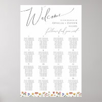 Boho Wildflower | Tabla de asientos con número de