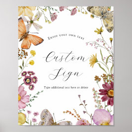 Póster Boho Wildflower y las mariposas Personalizado Rótu